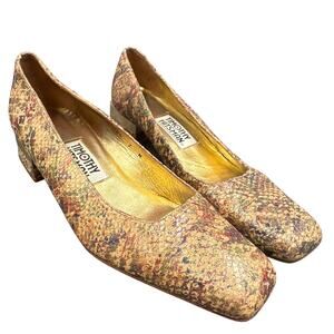 VTG Timothy Hitsman Shoes 7M Multicolor Gold Animal Print Funky Art Deco MCM 20s